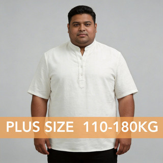 Plus Size Nam Thoáng Khí Đường Trung Quốc Phù Hợp Với Cổ Đứng Ngắn Tay Áo Polo