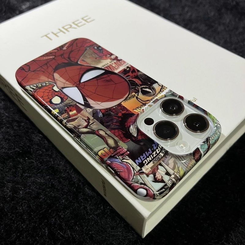 Ốp Điện Thoại Ins Style Spiderman QYJS Thích Hợp Cho IPhone 11 16 15 14 13 ProMax 17 AIR 12 PRO 7 8 PLUS XR XSMAX Vỏ Cứng Phim Bóng Cao Cấp