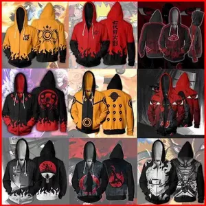 YB1 NARUTO Áo Khoác Dây Kéo Cosplay Uzumaki Boruto Sasuke Áo Khoác Dài Tay Có Mũ Trùm Đầu Trang Phục Áo Hallow
