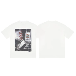 AL18 chất lượng cao #Printed Tay Ngắn Nam Nữ Cùng Phong Cách Rời Dày Cotton Đường Phố Thường Ngày