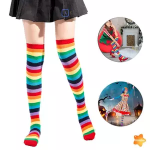 Đầu gối cầu vồng cao đến đầu gối Sos Đầu gối sọc cầu vồng Sos Stoings cho bữa tiệc trang phục Cosplay Giáng sinh mới