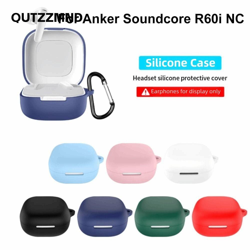 Tai nghe QUTZZMND, có vỏ tai nghe Bluetooth bằng silicon Carabiner, Hộp sạc chống bụi đầy màu sắc chống rơi cho Anker Soundcore R60i NC