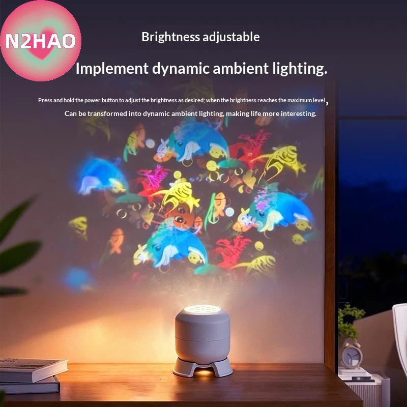 N2HAO 360 Xoay LED Máy Chiếu Đại Dương Đèn Ngủ Sạc USB Đèn Năng Động Có Hiệu Ứng Màu Sắc Cho Phòng Ngủ Thư Giãn n