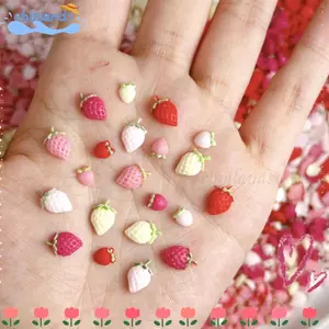 EBINLANDS 50 CÁI Trang trí móng tay dâu tây, nhựa|Màu Móng Tay Nghệ Thuật Quyến Rũ, Dễ Thương Mô Phỏng Móng Tay Thủ Công Hoạt Hình Dâu Dán Móng Tay Làm Móng Tay DIY