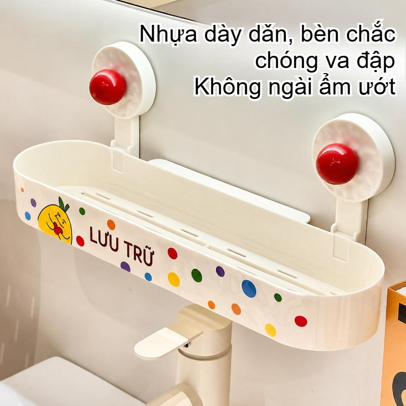 Kệ Đựng Đồ Nhà Tắm Hút Chân Không,Họa Tiết Chấm Bi,Kệ Góc Decor Phòng Tắm,Không Cần Khoan Tường