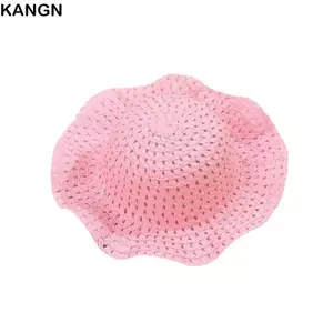 KANGN Mũ Bé, Kem Chống Nắng Màu Trơn Trẻ Em Mũ Rơm, Vành Lớn Di Động Rỗng Đi Biển Mũ Trẻ Em