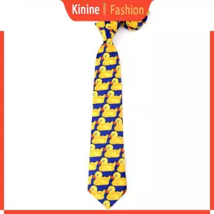 KIN Nam Nữ Ngộ nghĩnh Vịt Vàng In Hình Cà Vạt Giả Lụa Cosplay Đảng Busines