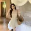 HFSHY Thời Trang Đơn Giản V-Ne Dệt Kim Nữ Eo Ôm Chữ A Đầm Mùa Hè VN