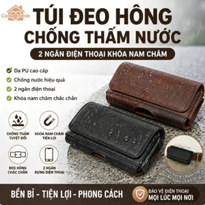 Túi đeo hông đựng điện thoại bằng da PU, chống thấm nước, đựng được điện thoại. Lý tưởng cho du lịch hoặc thể thao.