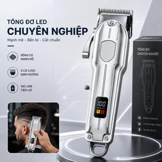Tông Đơ Cắt Tóc LED Không Dây Sạc Pin Động Cơ Mạnh Tỉa Râu Hot 2026