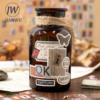 JIANWU Belated Letter Series Vintage Chữ Số Phong Cảnh Chất Liệu Cắt Dán Thêu Sò Nhãn Dán Sáng Tạo Tạp Chí Văn Phòng Phẩm