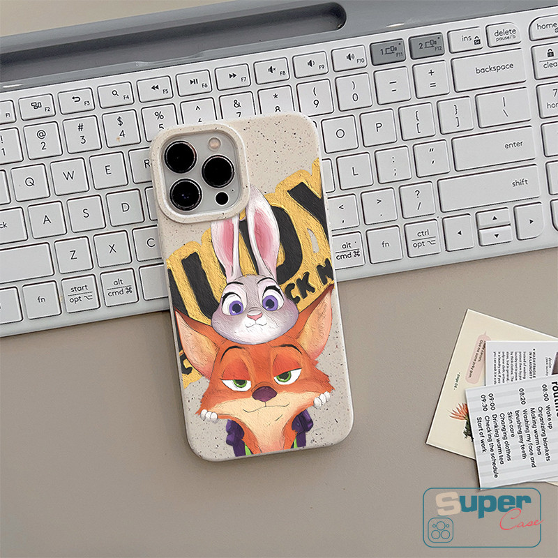 Ốp Lưng Tương Thích Cho IPhone 15 13 17 16 11 14 12 Pro Max XR Air X XS Max 8 14 15 6 6s 16 Plus SE 2020 Thời Trang Zootopia Fox Bunny Cặp Đôi Dễ Thương Có Thể Tháo Rời Thân Thiện Với Môi Trường