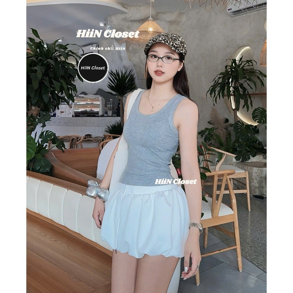 Quần váy Bí ngô chất nỉ 2 da ép mịn / Fom cạp cao ôm eo tôn dáng có dây rút HiiNClothing - 132
