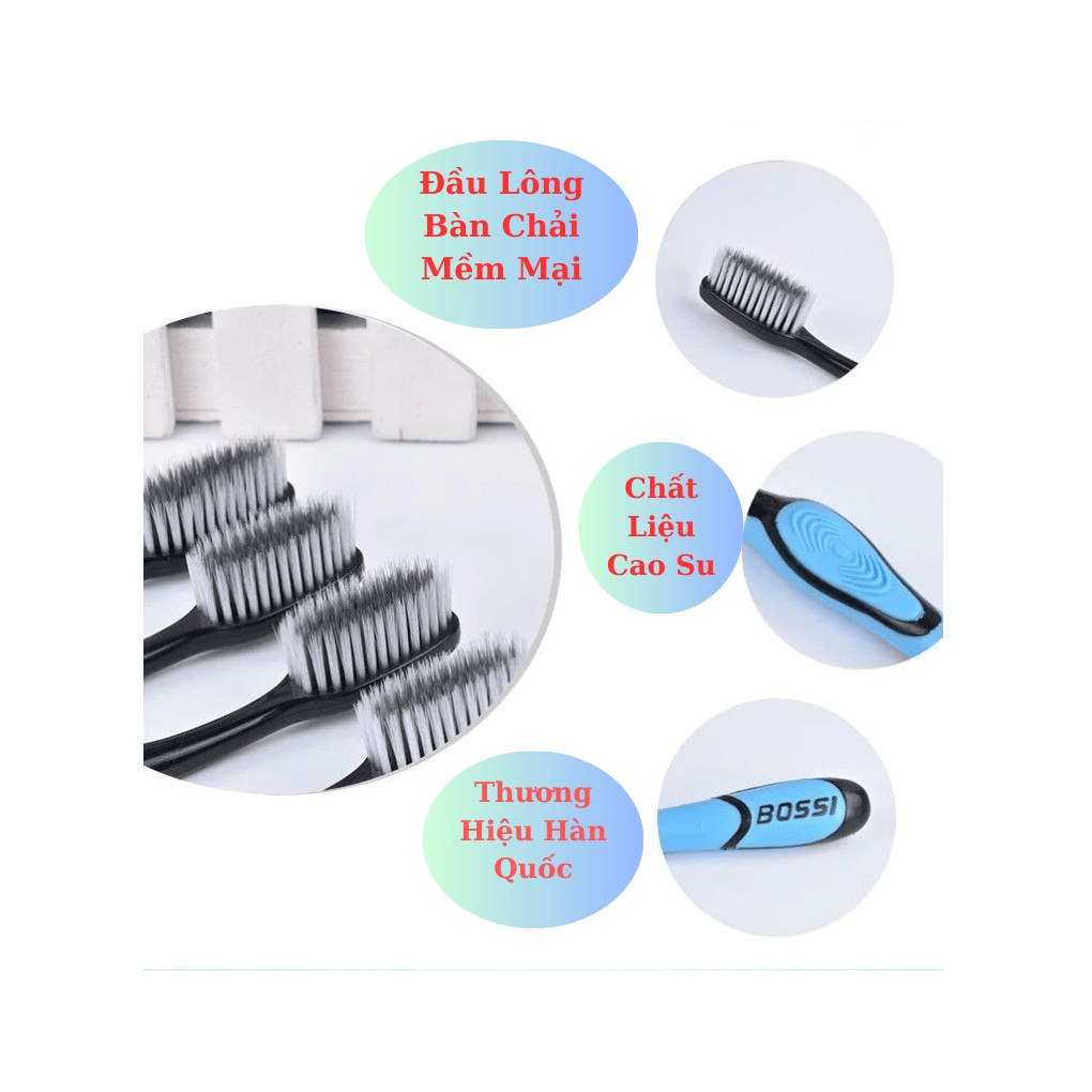 【Bán sỉ】 Hộp 30 cái Bàn Chải Đánh Răng Than Tre Hoạt Tính Bossi Hàn Quốc