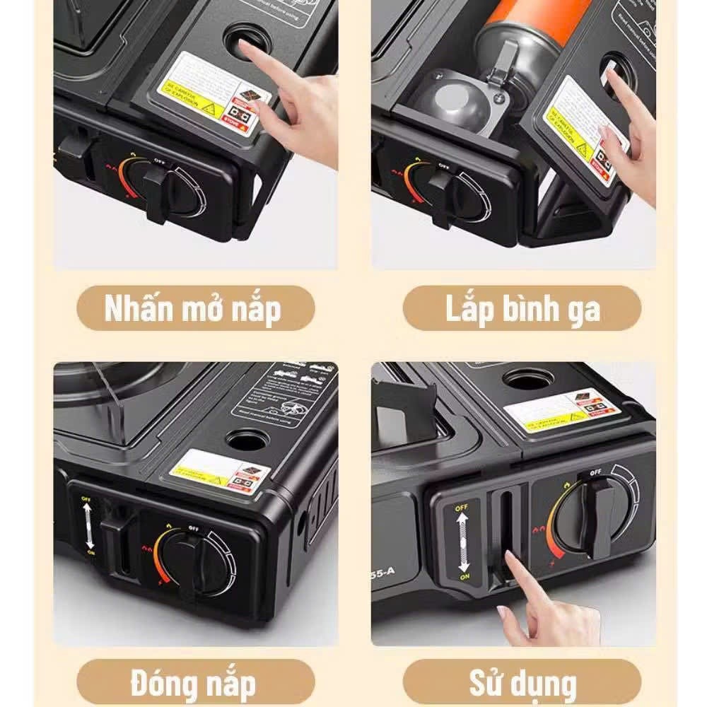 Bếp Ga Mini Du Lịch Chống Cháy Nổ, Chống Gió Công Suất Lớn, Chất Liệu Thép Không Gỉ ( Hàng Loại 1)
