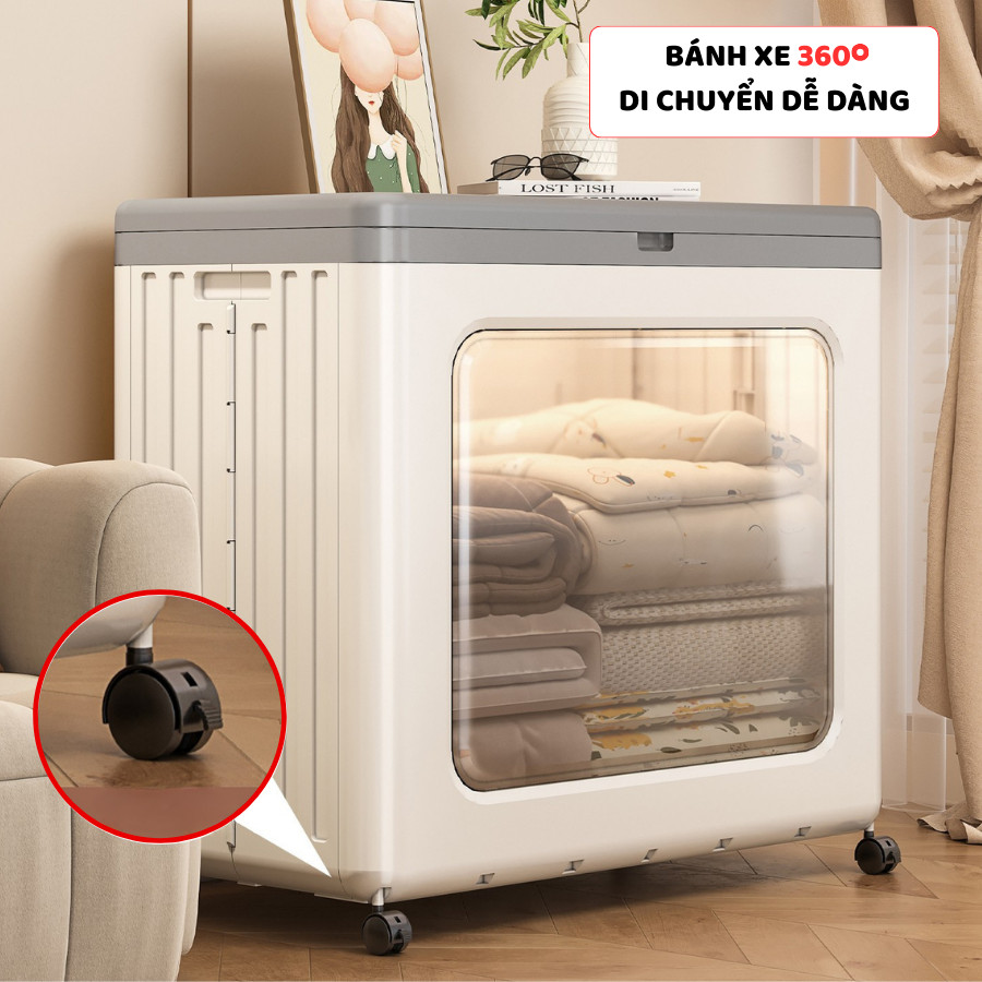 Hộp Đựng Quần Áo ENODA HOME, Thùng Đựng Quần Áo Gấp Gọn Có Bánh Xe, Kín Đáo Chống Bụi Bẩn Q431