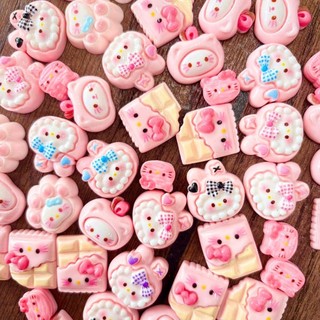 Set 10 sticker charm thỏ buny ngẫu nhiên, charm 3d đá phụ kiện trang trí dép