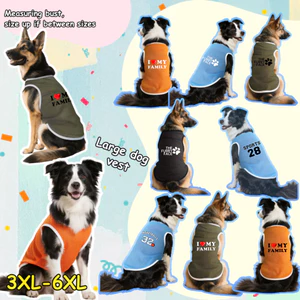 Áo vest lưới chó lớn 3XL-6XL, Bố yêu, in chân chó, phong cách chui đầu, có 4 màu, thoải mái và thoáng khí, có thể giặt được bằng máy, thích hợp cho tất cả chó lớn