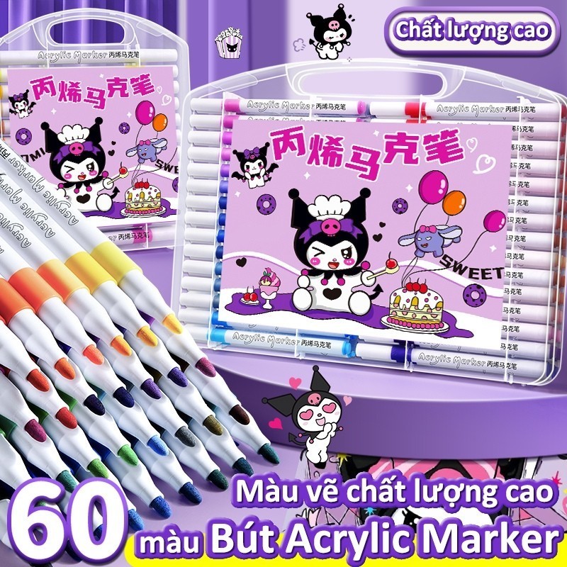 Set Bút Màu Acrylic Marker 60 Màu – Hộp Bút Lông Màu Siêu Xinh, Hoạ Cụ Brush Tô Vẽ Anime DIY