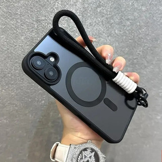 [Có dây buộc miễn phí] Vỏ sạc không dây từ tính Acrylic mờ sang trọng có dây buộc Tương thích cho iPhone 17 16 11 12 13 14 15 Pro Max 7 8 Plus XR XS Max