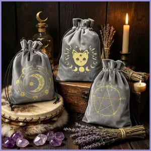 Túi Nhung Di Động Mềm Rune Vintage Lưu Trữ Nhung Xúc xắc Dây Rút Túi Trang Sức Trò Chơi Tokens Mặt Hàng Đảng mueadsyvn