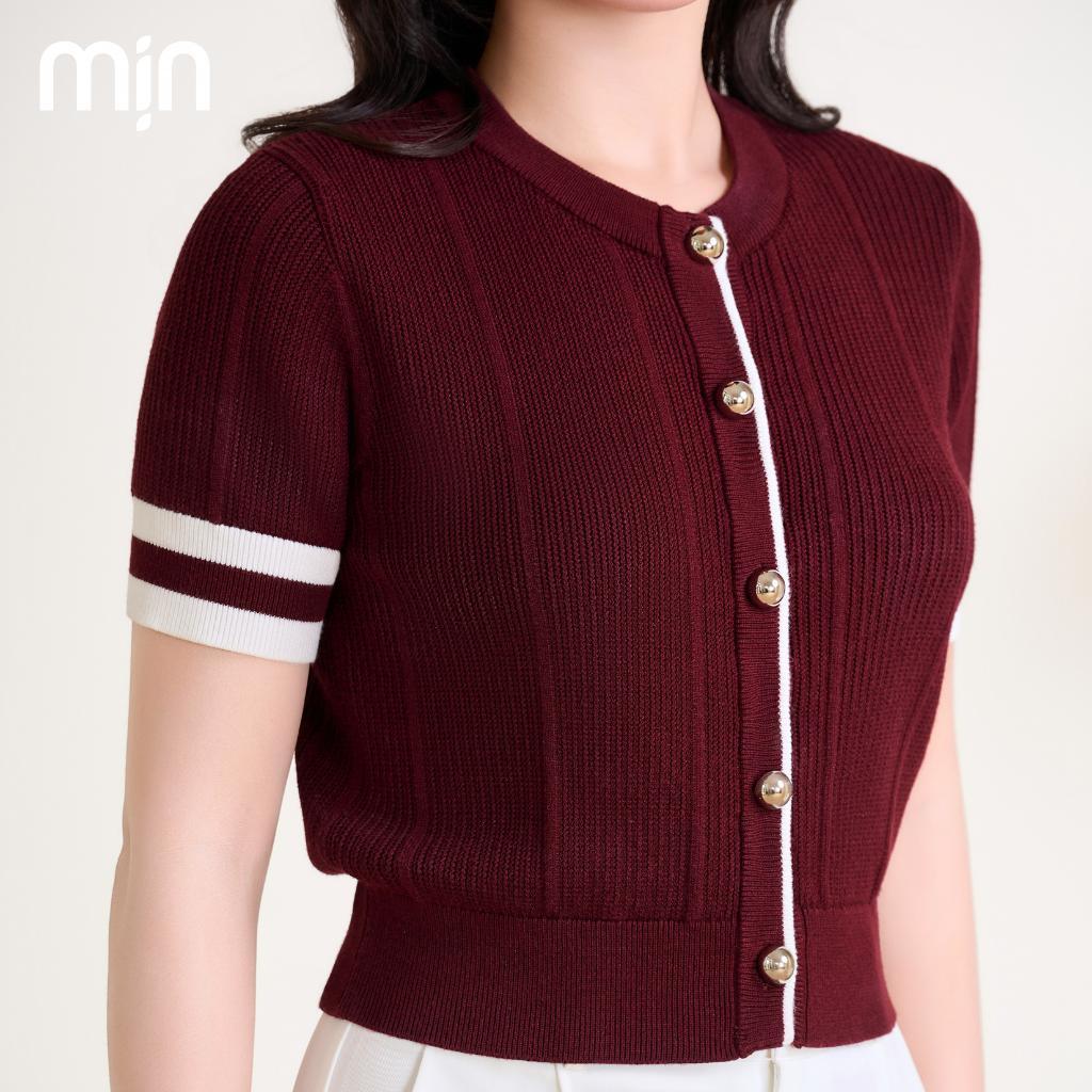 Áo Cardigan Dệt Kim Phối Line, Tay Ngắn, Bo Eo, Chất liệu Cao cấp, thời trang nữ MỊN PL17