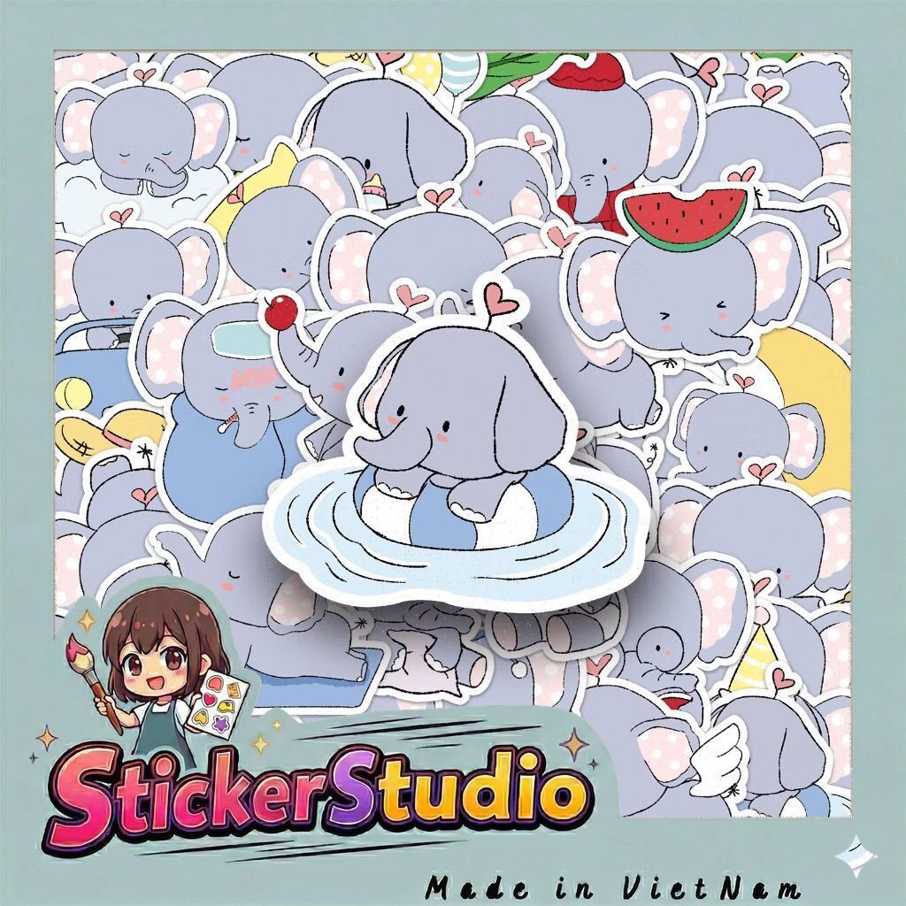 sticker chú voi con cute