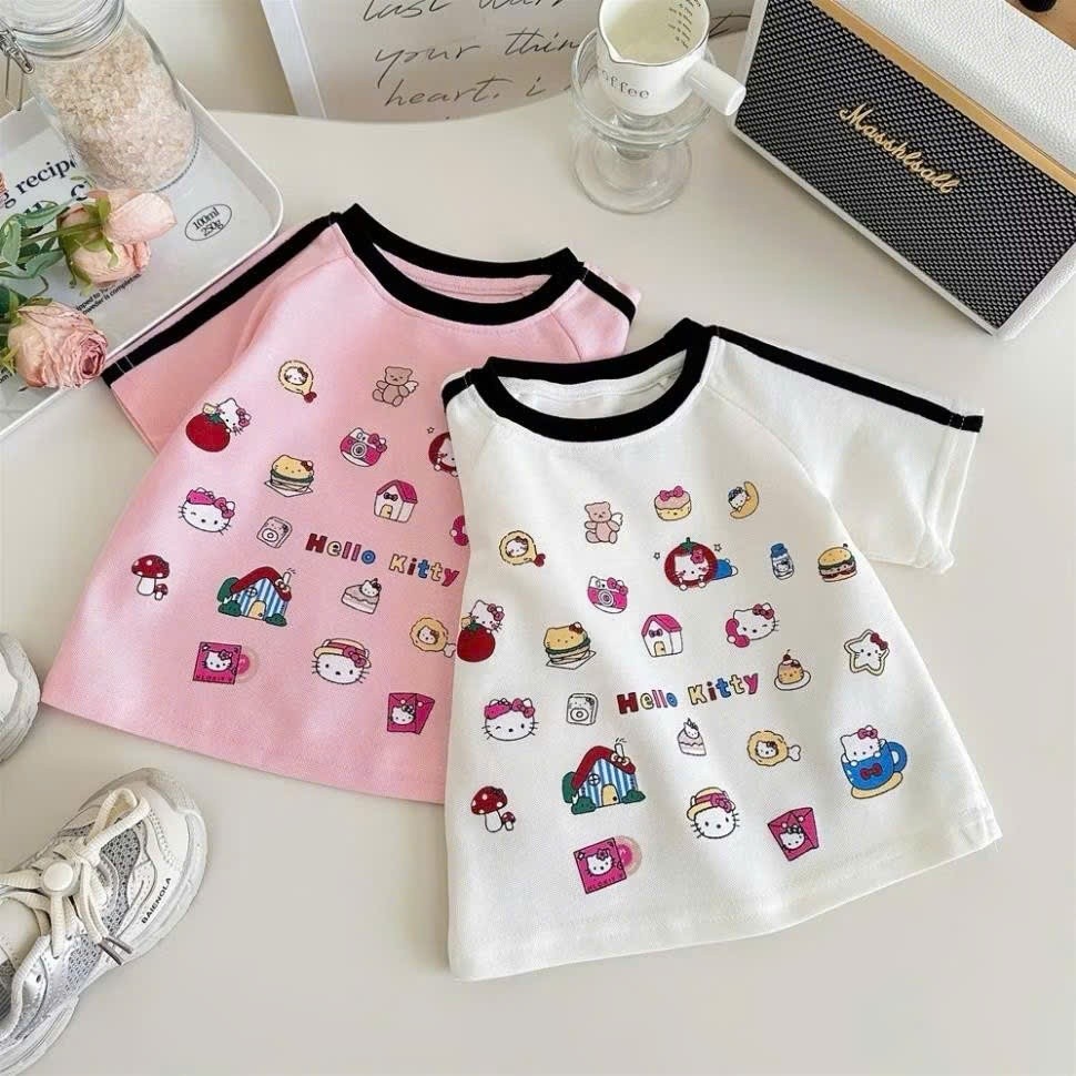 Áo Thun Bé Gái - Bé Trai HỌA TIẾT HOẠT HÌNH QC48 K.Kid Áo Phông Cotton Mát Mềm Mịn Size 8-20kg M99
