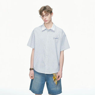 Áo sơ mi nam GKSSS tay ngắn phong cách Hàn Quốc hợp thời trang sọc thêu phong cách unisex