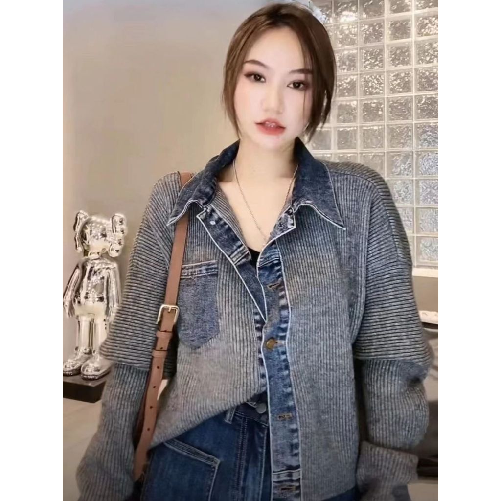 Áo khoác nữ Thiết kế Niche Loose Thời trang Ngắn Retro Denim