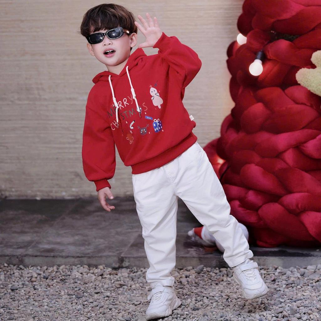 [BiBeo Kids] ÁO HOODIE ĐỎ GIÁNG SINH bé trai bé gái, Áo thu dông dài tay cho bé trai bé gái