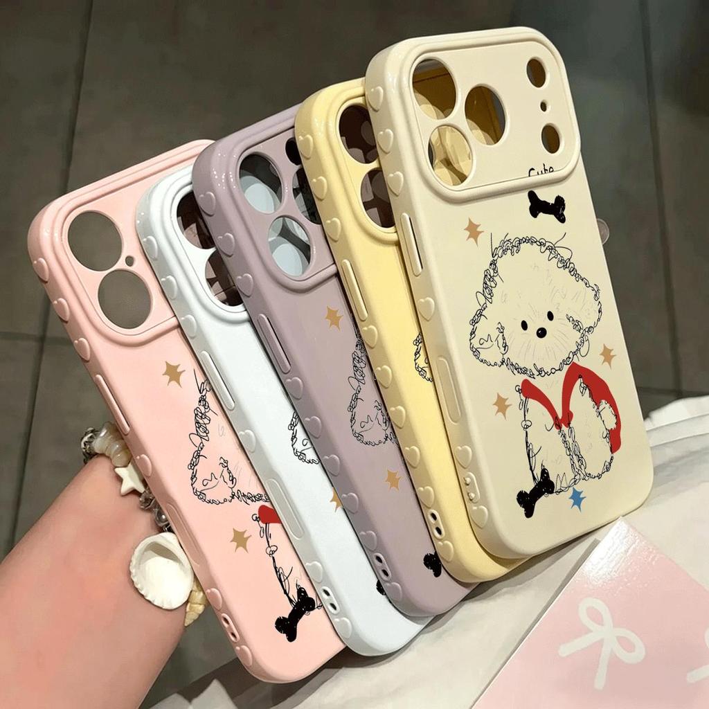 Red Clothes Puppy cho trường hợp iPhone 17promax 16plus14/13/11Pro Soft Case