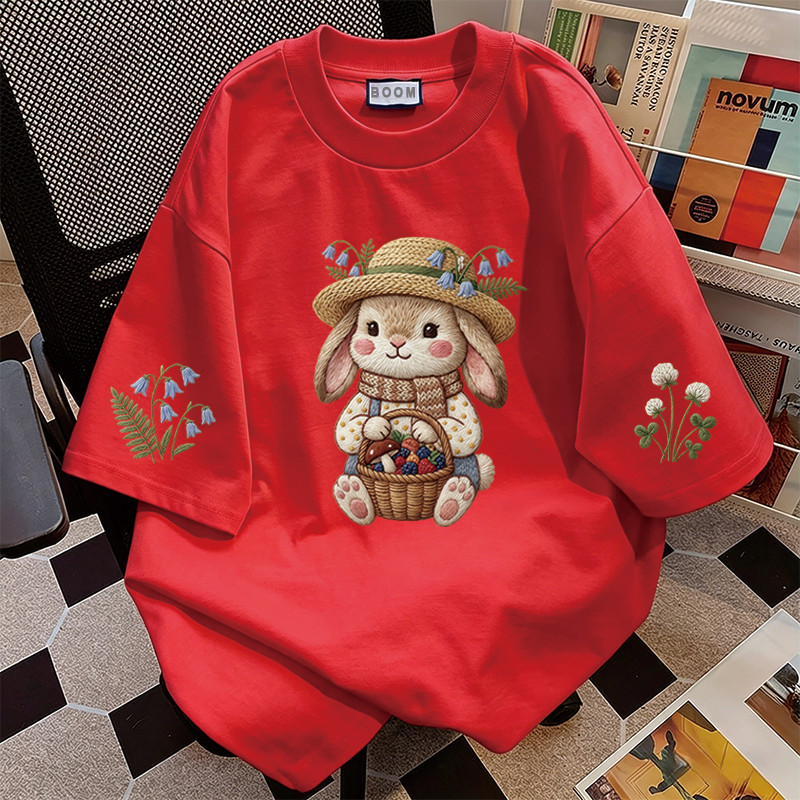 BOOM Áo thun nữ kiểu hàn quốc form rộng tay lỡ cổ tròn cotton Mát-Hè hot trend in cách dễ thương Áo phông form vừaV095