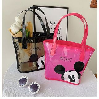 2025 Túi Trong Suốt Thạch Dung Tích Lớn Tote Đi Lại Hoạt Hình Mickey Đeo Vai Hợp Thời Trang