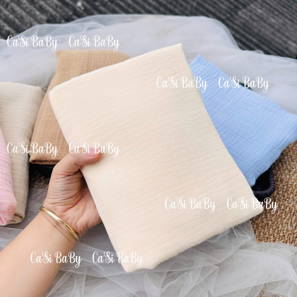 Khăn tắm cho bé sơ sinh 4 lớp bông tự nhiên 70x90cm màu trơn pastel mềm thoáng không bụi vải CaSi BaBy