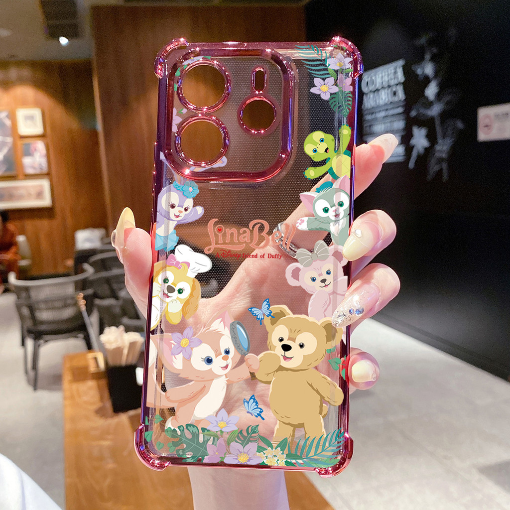 Tương thích với Xiaomi Redmi Note 14 13 Pro 5G 4G 12 13C 14C Vỏ mạ trong suốt Disney Linabell dễ thương Vỏ chống rơi