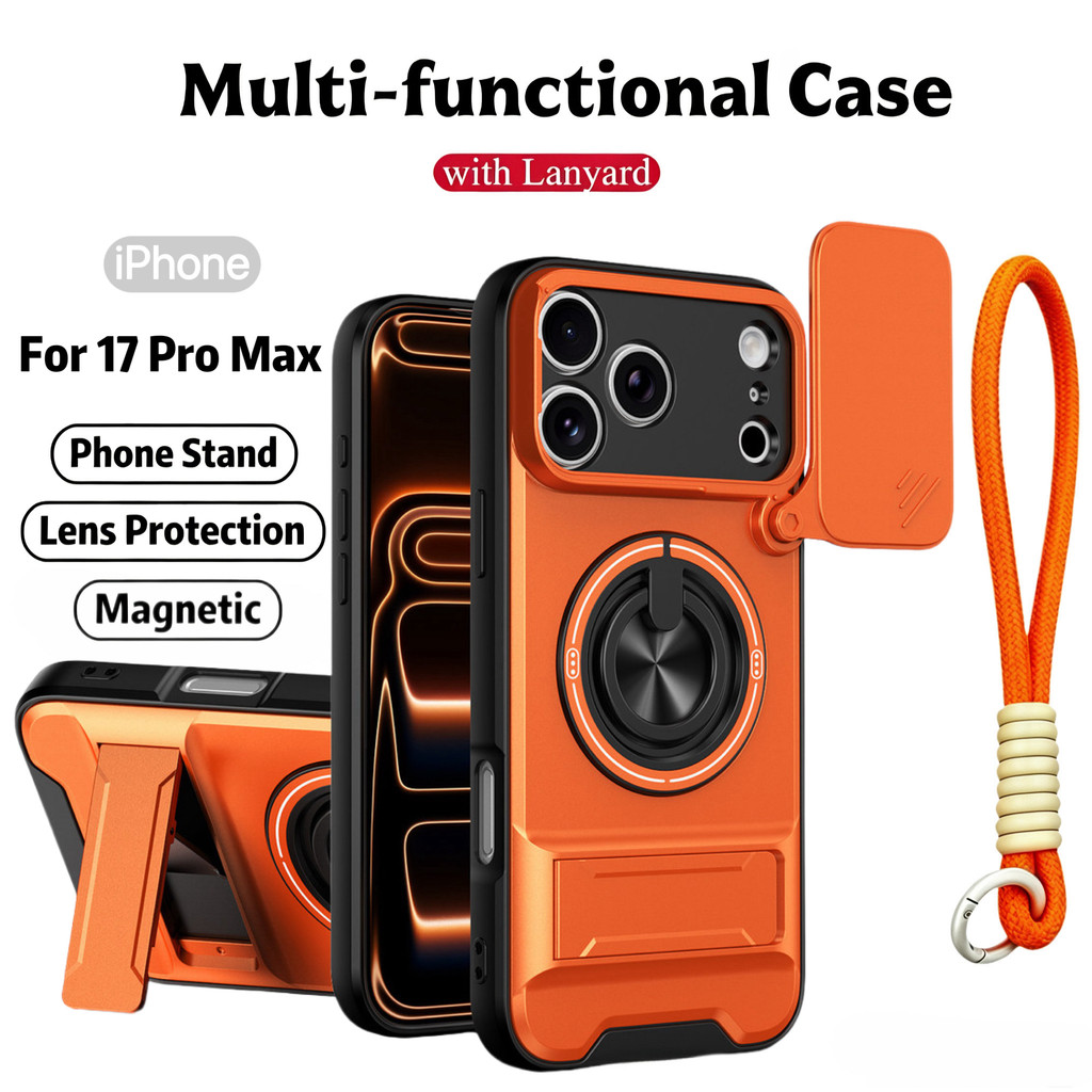 Ốp Điện Thoại Đa Năng Sang Trọng Thích Hợp Cho iPhone 17 Pro Max 16 14 13 12 11 15 Dây 360°Giá đỡ vòng có vỏ máy ảnh Vỏ bảo vệ toàn diện chống sốc