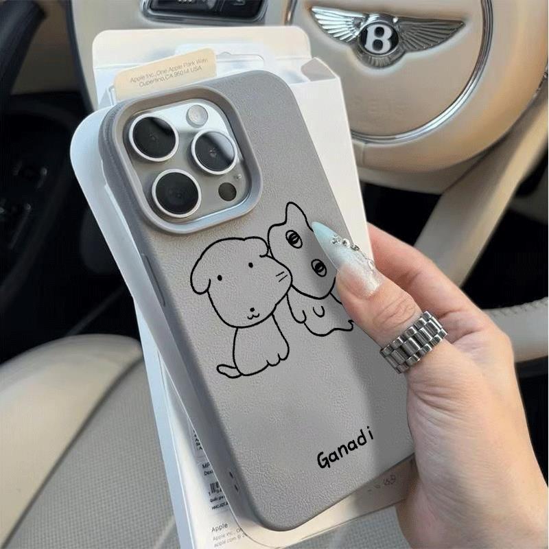 Chó trắng đơn giảnVân dâu áp dụng cho vỏ điện tgioại iPhone 15/16/17/11/12/13/14