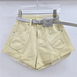Retro Rách Uốn Hot Girl Denim Quần Short Nữ Mùa Hè 2026 Phong Cách Mới Cao Cấp Phù Hợp Xếp Ly Chữ a Rộng Quần Hot