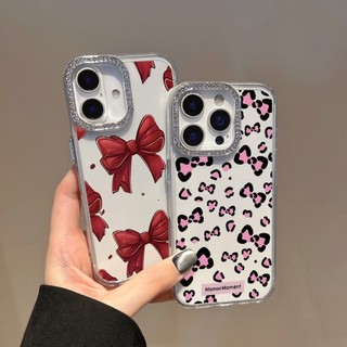 Ốp Điện Thoại Trong Suốt In Hình Da Báo Màu Đỏ Sang Trọng Cho Realme 9i 15T 15 Pro C75 C75X C63 C61 C55 C51 C30S C33 C35 Vỏ Kim Cương Giả Chống Rơi