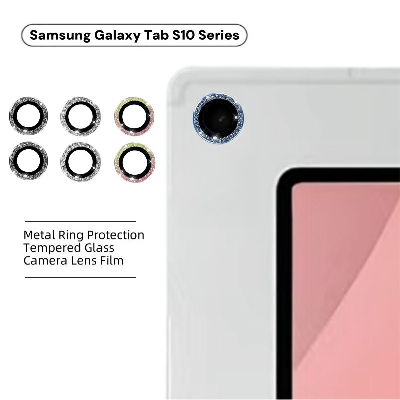 Dành Cho Samsung Galaxy Tab S11 S10 S9 Lite FE Long Lanh Ống Kính Máy Ảnh Kính Cường Lực Cho Galaxy Tab S11 S10FE + S10FE S10Lite S9FE Full Cover Kim Loại Bảo Vệ Ống Kính Máy Ảnh Nắp Vòng