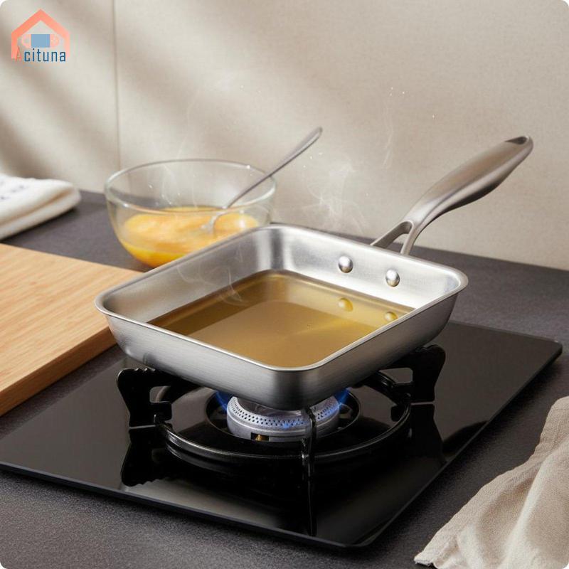 Chảo vuông không gỉ 316 Không phủ Chảo Omelet Nhật Bản Hoàn thiện bằng gương Không tráng phủ Nhật Bản Omelet Skillet