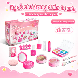 Bộ Đồ Chơi Trang Điểm Cho Bé Gái 14 Món, Mô Phỏng Làm Đẹp, Chơi Đóng Vai, Nhựa An Toàn, Quà Tặng
