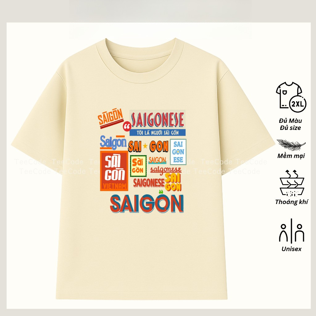 （Giao hàng 24h）Angela Áo Thun Việt Nam SAIGONESE TÔI LÀ NGƯỜI SÀI GÒN Du Lịch In Chữ Hình Nam Nữ Unisex Cổ Tròn