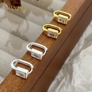 PNPIA- Bông Tai Zircon Trắng Hình Học Tối Giản Cho Nữ Cô Gái Thời Trang Hàn Quốc Mới Trang Sức Nữ Tặng Tiệc