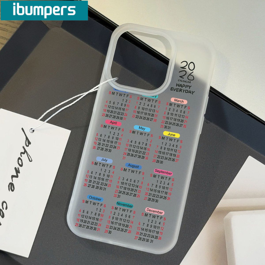 Ibumpers Ốp Điện Thoại Thanh Lịch Thẩm Mỹ 2026 Lịch Đơn Giản Trong Suốt Mờ Mềm Cao Cấp Vỏ Chống Sốc Cho iPhone 11 12 13 14 15 16 17 Pro Max IP 7 8 Plus Iphon X XS XR