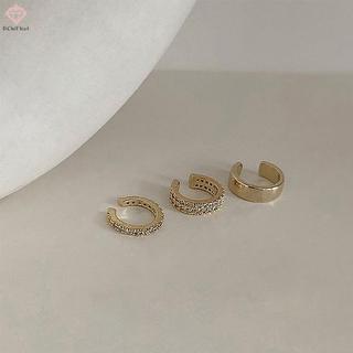 PCWKKef 3 Cái / bộ Thời Trang Hình Chữ C Zircon Vòng Tai Xuyên Kẹp Tai Cho Nữ Tối Giản Tính Khí Bông Tai Dự Tiệc Trang Sức Quà Tặng Mới