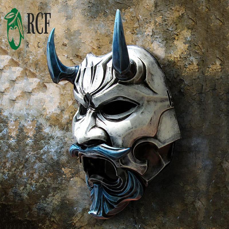 Mặt nạ samurai bác oni cao su, chủ đề kinh dị, phù hợp cosplay và Halloween