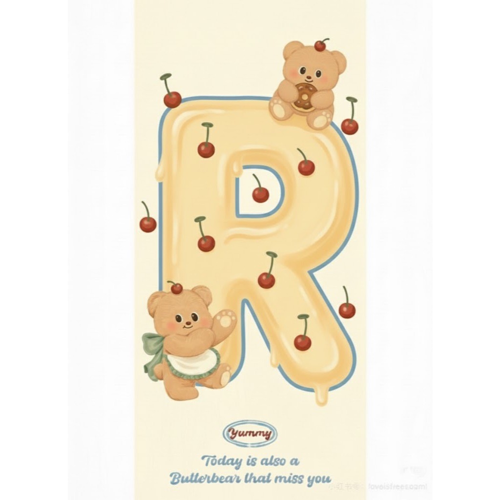 móc khoá chữ cái Gấu bơ gấu Butter Bear đáng yêu dễ thương