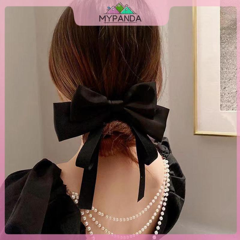 MYPANDA Nữ Tính Khí Thanh Lịch Satin Nơ Ruy Băng Kẹp Tóc Cho Nữ Lưng Mùa Xuân Kẹp Tóc Mũ Phụ Kiện Tóc Thời Trang.